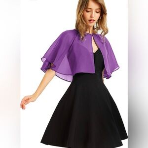 NWOT Elegant Purple chiffon one size cape!